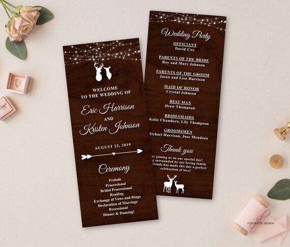 Rustic Wedding Programs Printed Custom Ceremony Programs Etsy