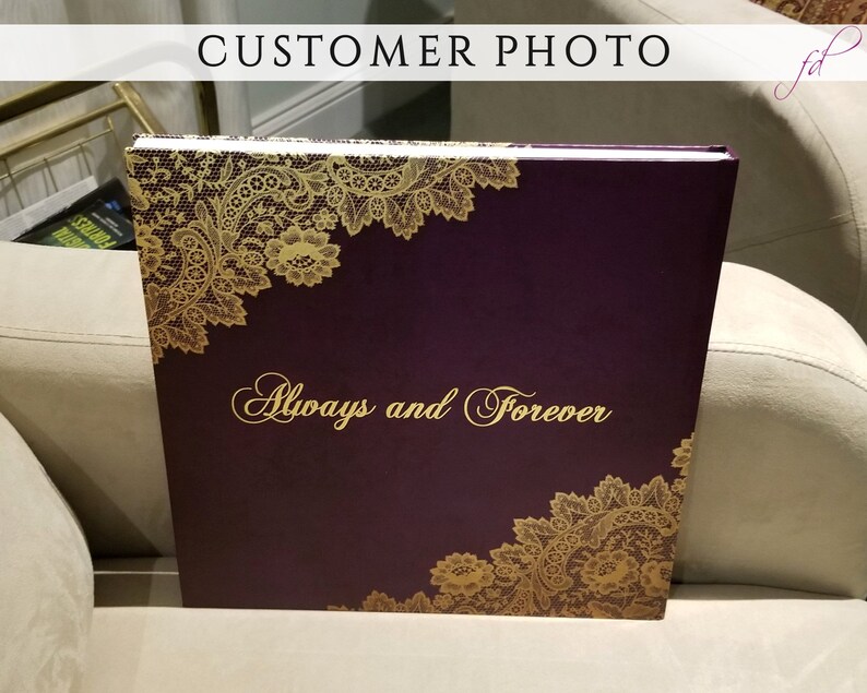 lace wedding Elegant Wedding Guest Book Gold and Purple guest book Gold Wedding Ideas Lace Wedding Guest book Gold Wedding Guest book