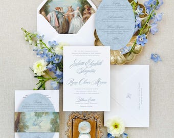 Letterpress wedding invitations, elegant wedding invitation suite with crest and custom monogram, classy wedding invitation cards Juliette