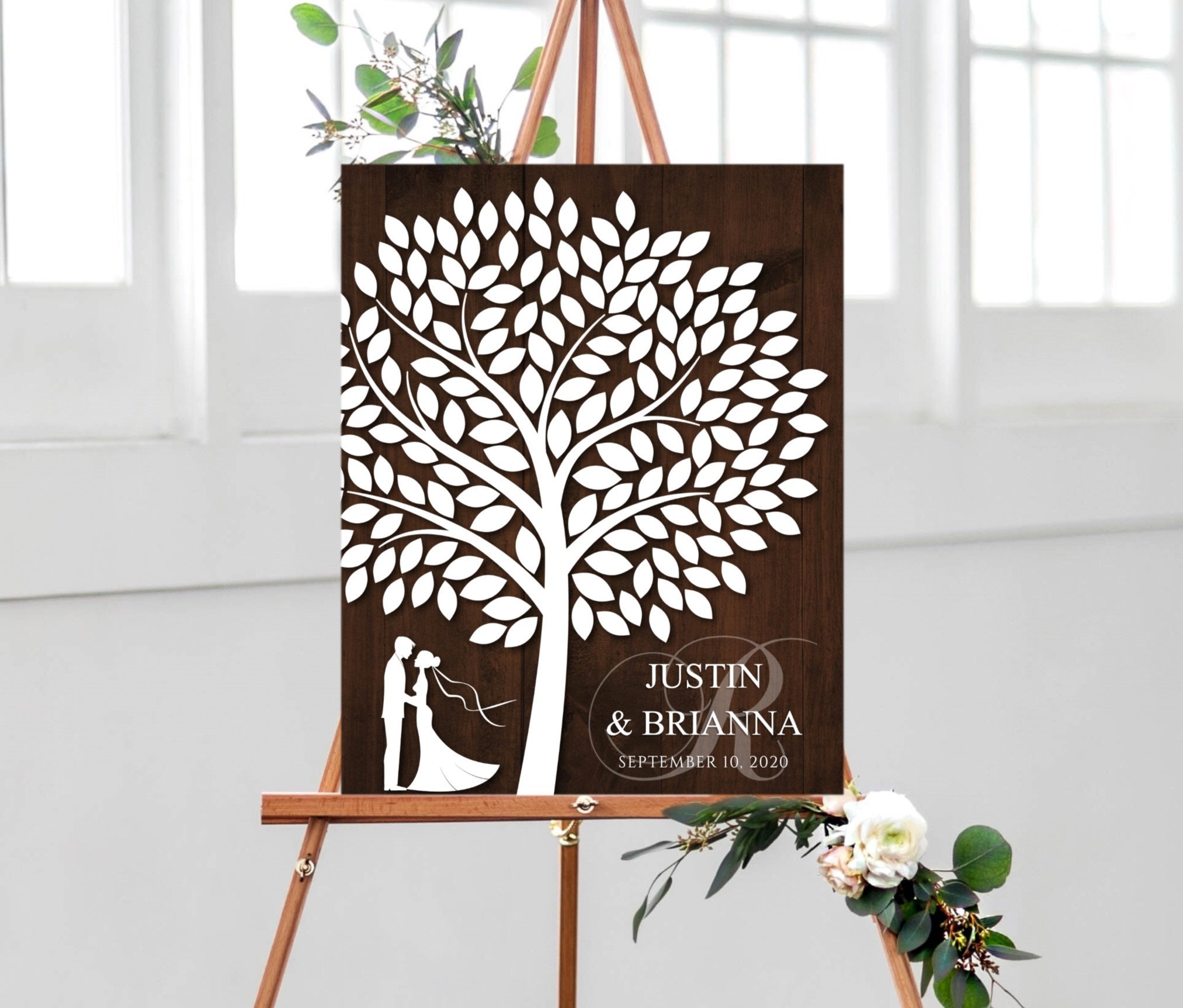 Wedding Guest Book Alternative Tree with 150 leaves Guestbook Etsy