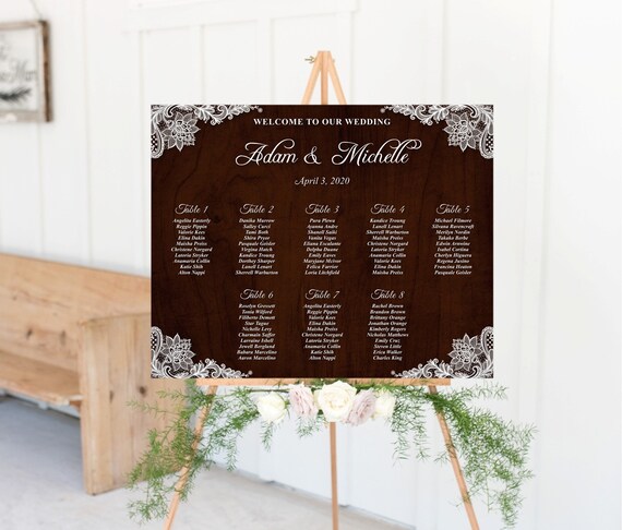 Rustic Wedding Seating Chart Wooden Seating Chart Sign Poster Etsy