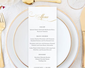 Printed wedding menu cards, classic wedding menus , elegant reception dinner menu cards with wax seal available