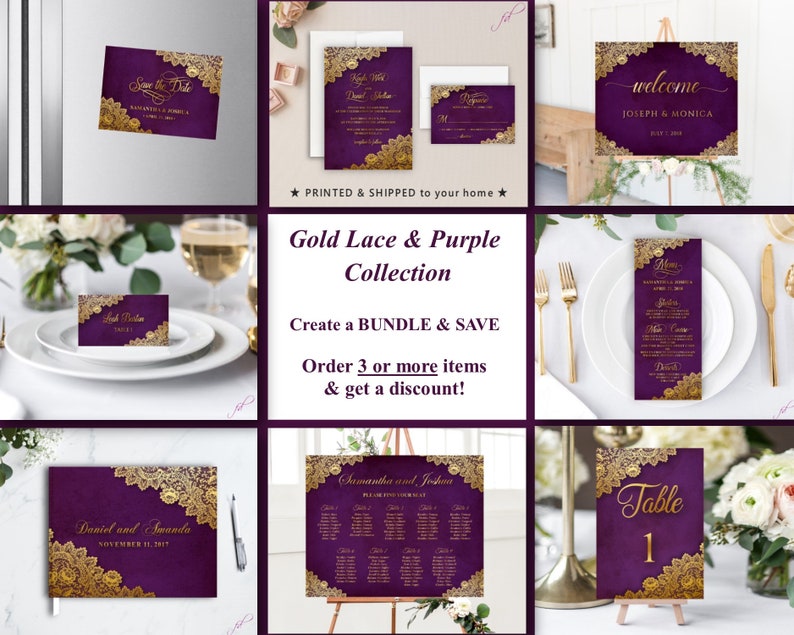 lace wedding Elegant Wedding Guest Book Gold and Purple guest book Gold Wedding Ideas Lace Wedding Guest book Gold Wedding Guest book
