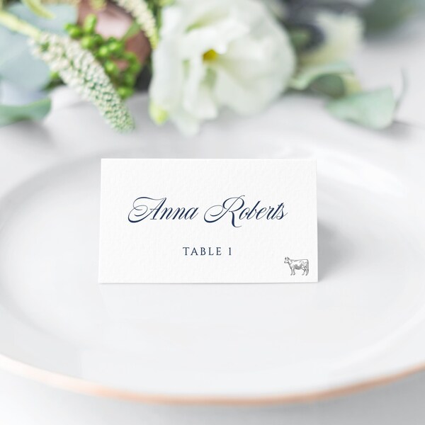 Wedding Place Cards With Meal Choice Etsy
