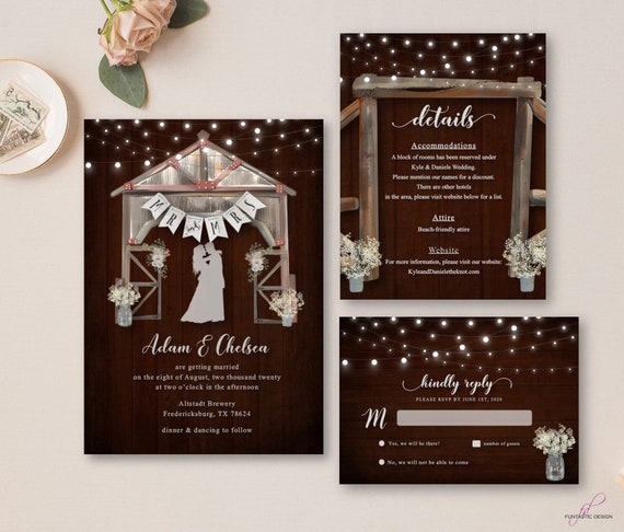 Rustic Wedding Invitation Set Country Themed Wedding Etsy