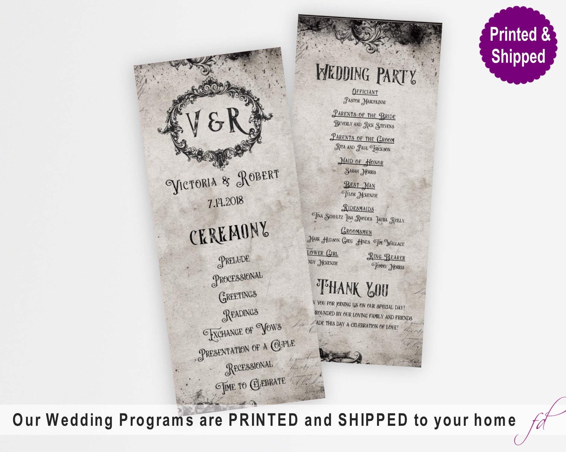 Gothic Wedding Programs Goth Ceremony Program Halloween Etsy