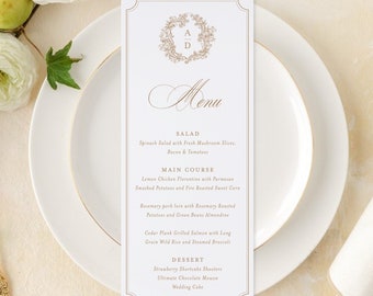 Frances wedding menus, Elegant menu cards for wedding printed, wedding reception dinner menu cards with wax seal menus with name cards
