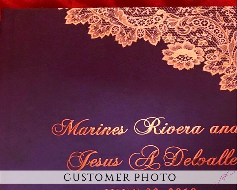 lace wedding Elegant Wedding Guest Book Gold and Purple guest book Gold Wedding Ideas Lace Wedding Guest book Gold Wedding Guest book