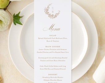 Camille wedding menu cards with place cards, printed wedding menus reception dinner menus with wax seal, wedding menu cards with name tags