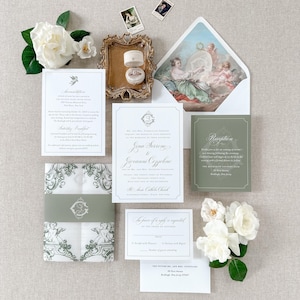 Phoebe Suite - elegant wedding invitations with wedding crest and custom crest monogram, classy invitations Wedding invitation sample