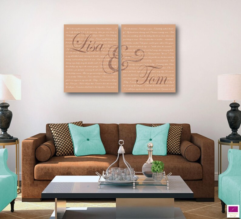 Mr and Mrs Wedding Vow Canvas Art set of 2 Perfect Etsy