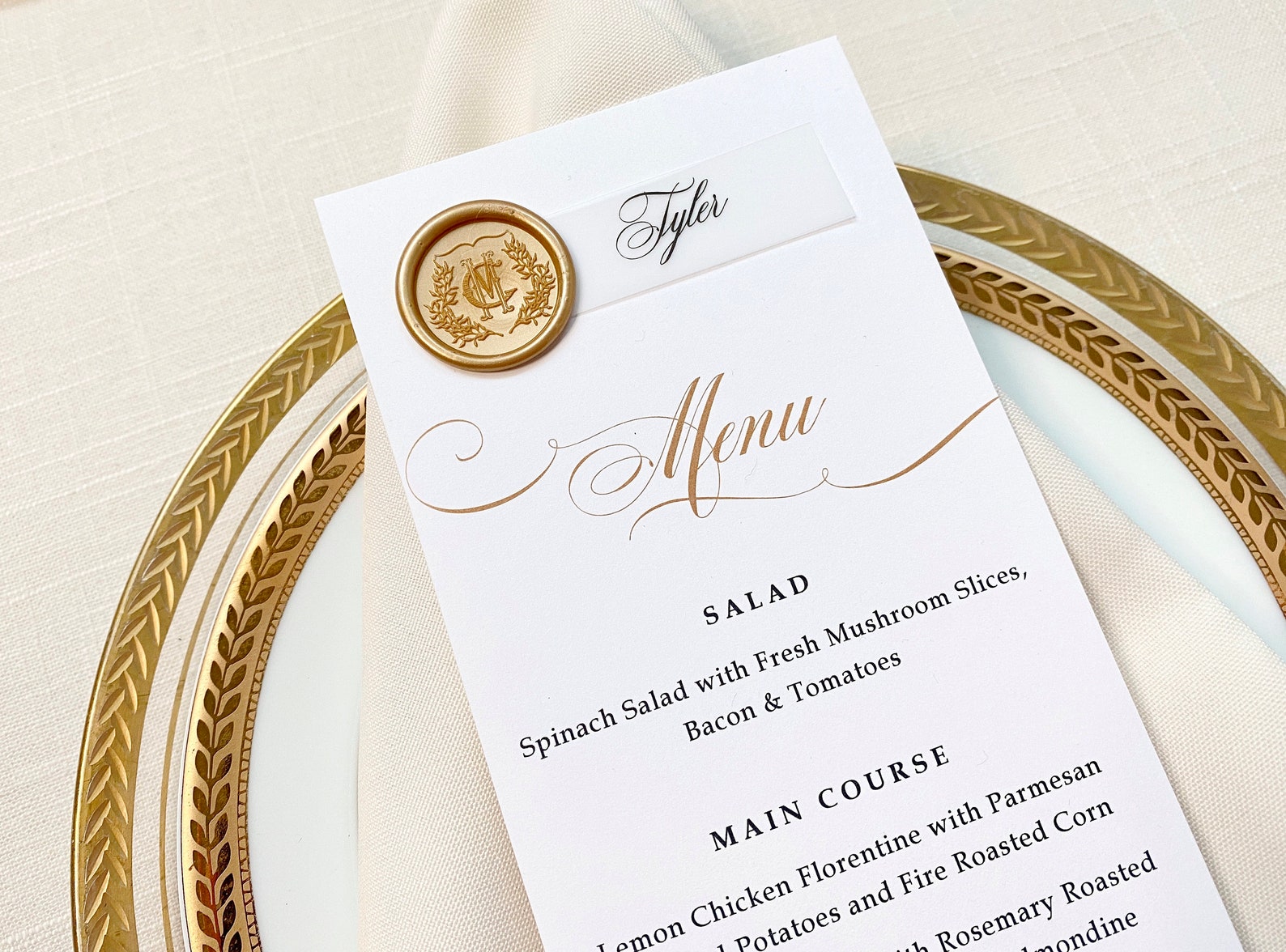 Gold Wedding Menu Cards Printed wedding menus elegant gold Etsy