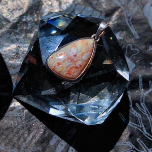 Vintage 925 sterling silver orange Ocean Jasper pendant