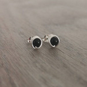 Black stud earrings Small black stud earrings Onyx stud earrings Stud earrings Stud earrings UK Black stud earrings UK image 1