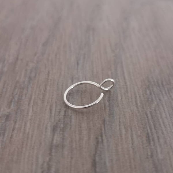 ECO SILVER fake nose ring * Small fake nose ring * Sterling silver fake nose ring * Minimal fake nose ring * Small nose ring