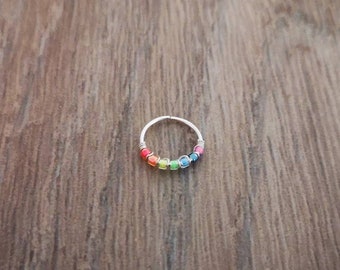 Sterling silver rainbow helix hoop earring Sterling silver rainbow cartilage hoop Rainbow jewellery