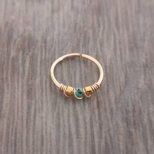 14K Gold filled nose ring Gold filled nose turquoise coloured beaded nose ring Nose ring Boho nose ring Cute nose ring afbeelding 1