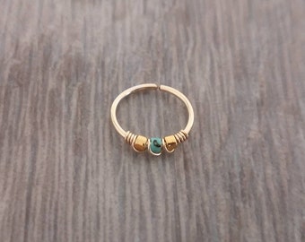 14K Gold filled nose ring * Gold filled nose turquoise coloured beaded nose ring * Nose ring * Boho nose ring * Cute nose ring