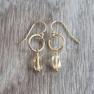 14K gold filled citrine dangle earrings Circle dangle earrings Gemstone dangle earrings image 6