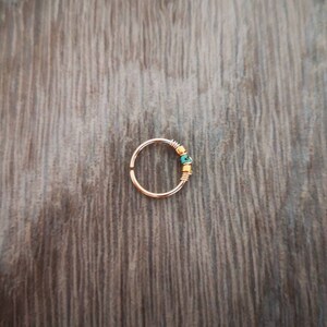 14K Gold filled nose ring Gold filled nose turquoise coloured beaded nose ring Nose ring Boho nose ring Cute nose ring afbeelding 5