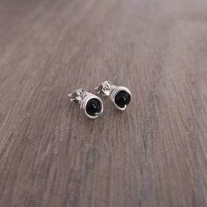 Black stud earrings Small black stud earrings Onyx stud earrings Stud earrings Stud earrings UK Black stud earrings UK image 7