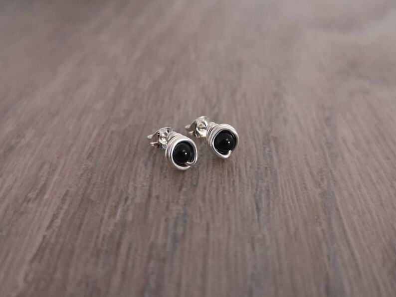 Black stud earrings Small black stud earrings Onyx stud earrings Stud earrings Stud earrings UK Black stud earrings UK image 7