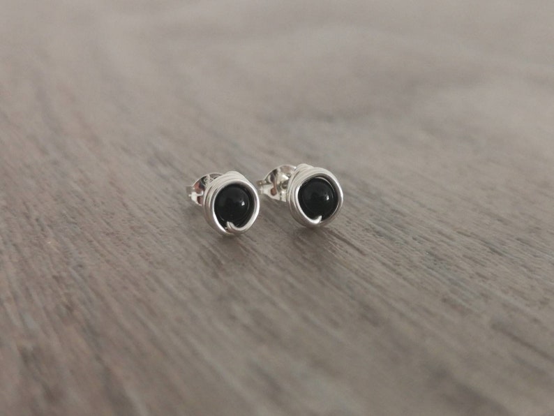 Black stud earrings Small black stud earrings Onyx stud earrings Stud earrings Stud earrings UK Black stud earrings UK image 1