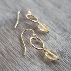 14K gold filled citrine dangle earrings Circle dangle earrings Gemstone dangle earrings image 8