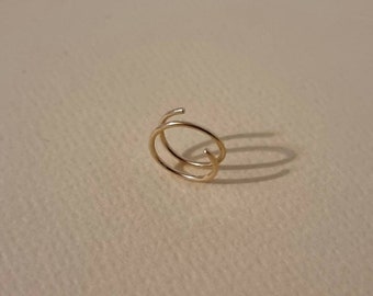 14K Gold filled double nose ring effect - Gold filled nose spiral- Double nose ring effect - Double nose ring one piercing