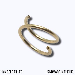 14K gold filled double hoop earrings - double piercing effect earrings - spiral earrings