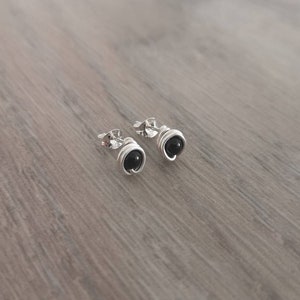 Black stud earrings Small black stud earrings Onyx stud earrings Stud earrings Stud earrings UK Black stud earrings UK image 2