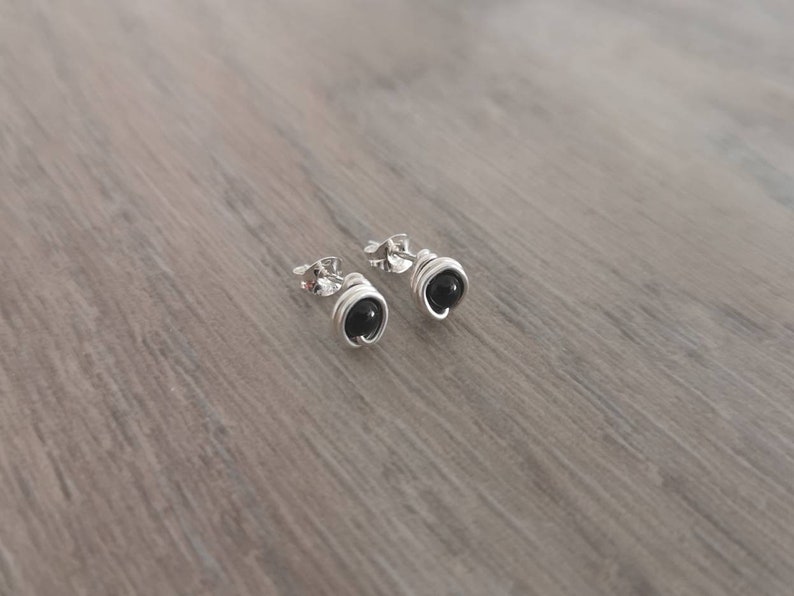 Black stud earrings Small black stud earrings Onyx stud earrings Stud earrings Stud earrings UK Black stud earrings UK image 2