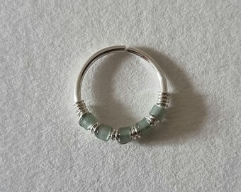 Sterling silver recycled silver beaded helix hoop - Silver helix earring - Silver cartilage earring