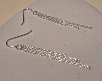 Sterling silver dangly chain earrings- Silver dangly earrings- Drop earrings UK