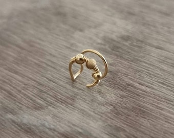 Nose ring 14K gold filled - Beaded nose ring - Boho nose ring - Double nose ring - Fake double nose ring