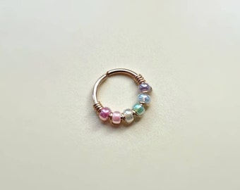 Helix hoop pretty gold filled helix hoop earring beaded helix hoop earring colourful helix hoop UK