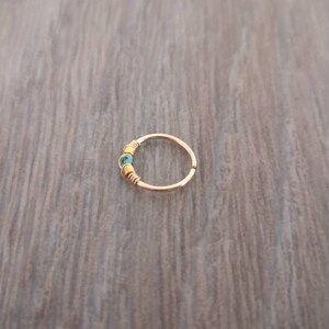 14K Gold filled nose ring Gold filled nose turquoise coloured beaded nose ring Nose ring Boho nose ring Cute nose ring afbeelding 2