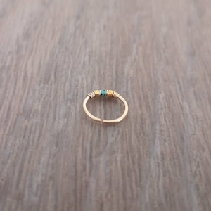 14K Gold filled nose ring Gold filled nose turquoise coloured beaded nose ring Nose ring Boho nose ring Cute nose ring afbeelding 6
