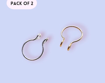 Fake Septum ring Gold plated or Silver plated Fake septum ring pack of two