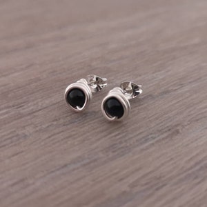 Black stud earrings Small black stud earrings Onyx stud earrings Stud earrings Stud earrings UK Black stud earrings UK image 8