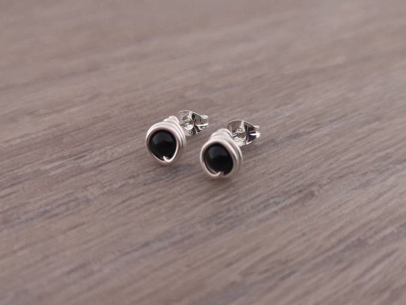 Black stud earrings Small black stud earrings Onyx stud earrings Stud earrings Stud earrings UK Black stud earrings UK image 8