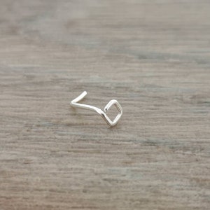 Square sterling silver nose stud - Geometric silver nose stud - Boho silver nose stud - Silver nose stud UK - UK nose stud