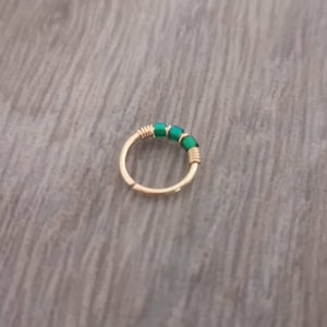 14K gold filled daith hoop Green daith hoop Beaded daith hoop Green daith hoop UK Dainth earring Boho daith hoop Rook hoop image 2