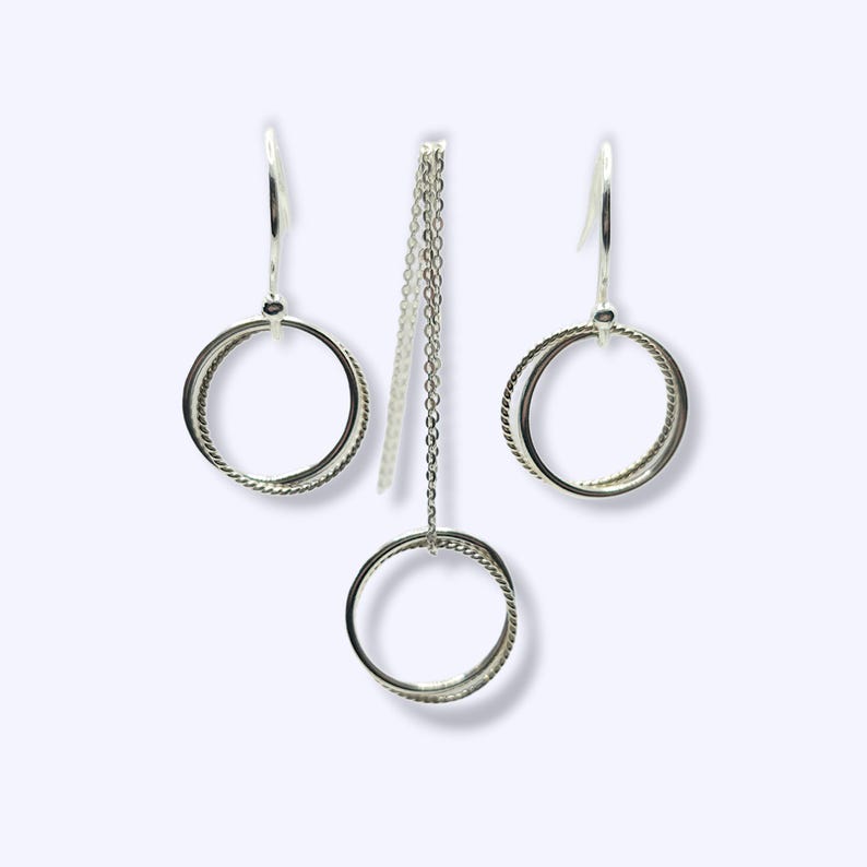 Sterling silver necklace and earrings set, gift for Birthday, Graduation or Anniversary image 2