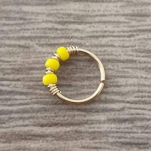 Bright cartilage hoop earring gold filled yellow beaded cartilage hoop summer vibes cartilage hoop fun cartilage hoop