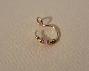 14K gold filled fake nose ring * Small fake nose ring * Beaded fake nose ring * Boho fake nose ring * Small nose ring