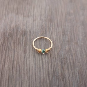 14K Gold filled nose ring Gold filled nose turquoise coloured beaded nose ring Nose ring Boho nose ring Cute nose ring afbeelding 7