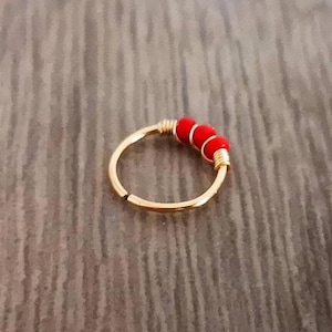 Seamless cartilage hoop gold filled red beaded cartilage hoop earring helix earring uk summer vibes cartilage hoop