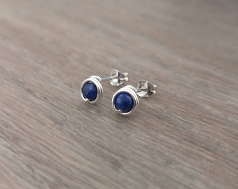 Sterling silver lapis lazuli stud earrings - Lapis lazuli stud earrings - Silver lapis lazuli earrings - Lapis earrings - Lapis lazuli studs