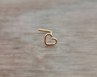 14K Gold filled nose stud * Gold filled heart nose stud * Heart nose stud * Heart nose stud UK * Cute nose stud * Dainty nose stud